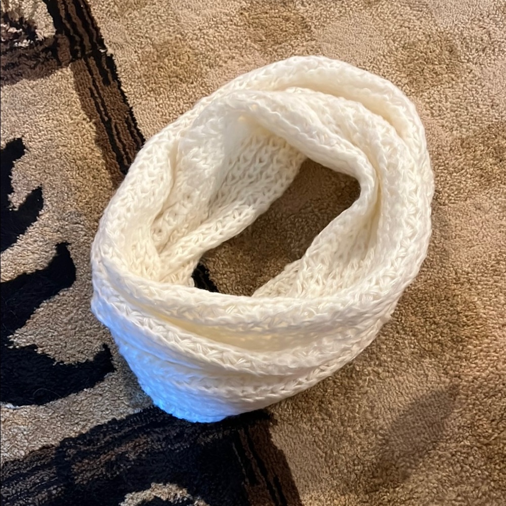 Cozy White Knit Infinity Scarf